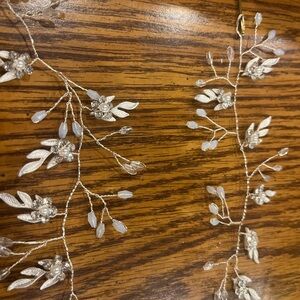 Delicate rhinestone and Silver Leaf and Crystal hair accessories